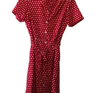 Red and white polka dot dress